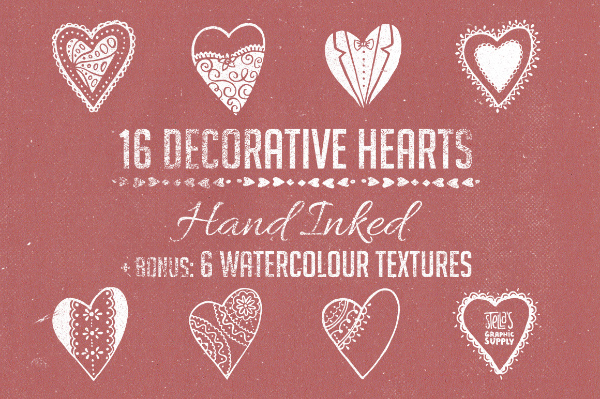 16 Decorative Hearts