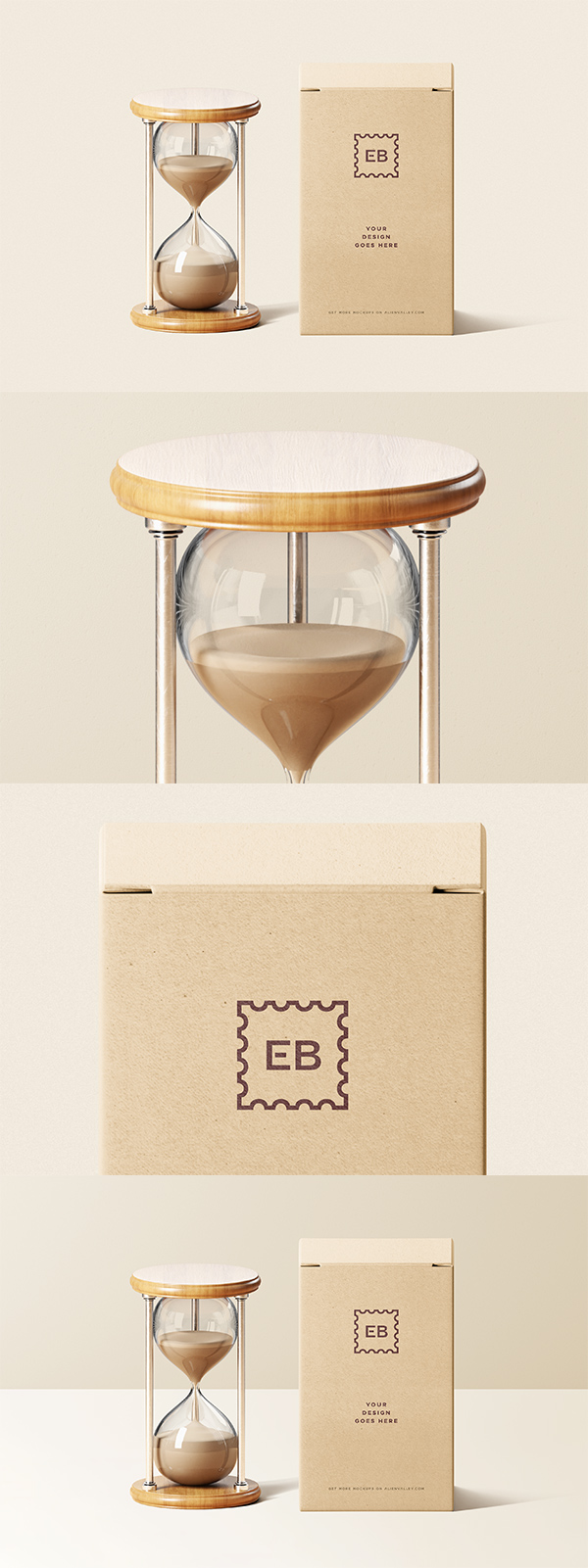 Hourglass With Box Mockup